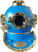 Vintage Diving Helmet Blue Finish Nautical Decor